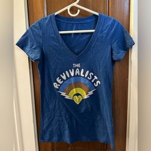 Revivalists Official Merch V Neck Rainbow Logo Shirt